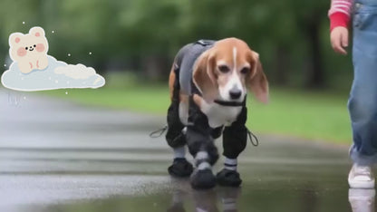 All-Terrain Dog Suspender Boots with Integrated Harness System - Waterproof, Anti-Slip Paw Protection